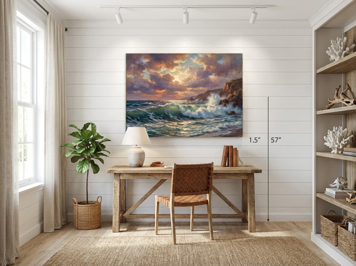 Coastal Seascape artwork in Coastal Home Office