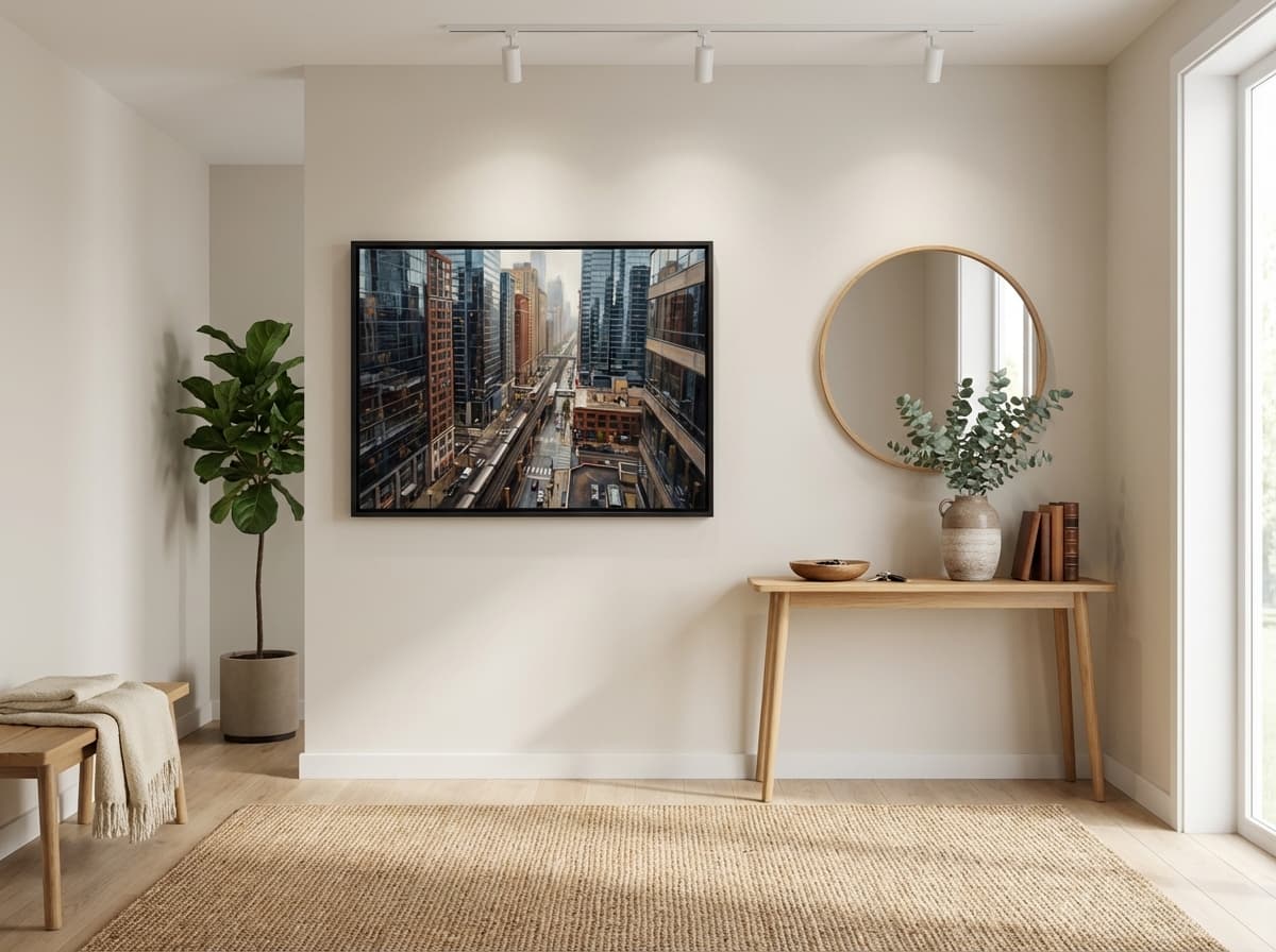 Urban Architecture artwork in Scandinavian Entryway